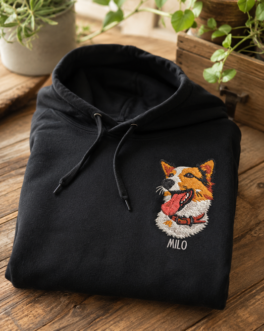 Hoodie Personalizado · Retrato de Mascota Bordado