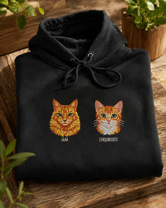 Hoodie Personalizado · 2 Retratos de Mascota Bordado