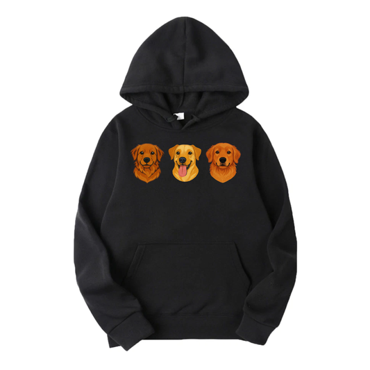 Hoodie Personalizado · 3 Retratos de Mascota Bordados