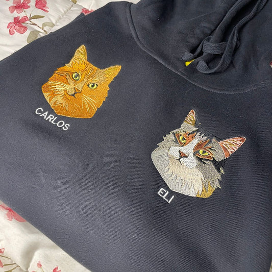 Hoodie Personalizado · 2 Retratos de Mascota Bordado